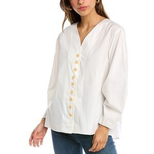 SEA NY LONG SLEEVE CALAH ORIGAMI BLOUSE IN WHITE sz M quiet luxury minimalist